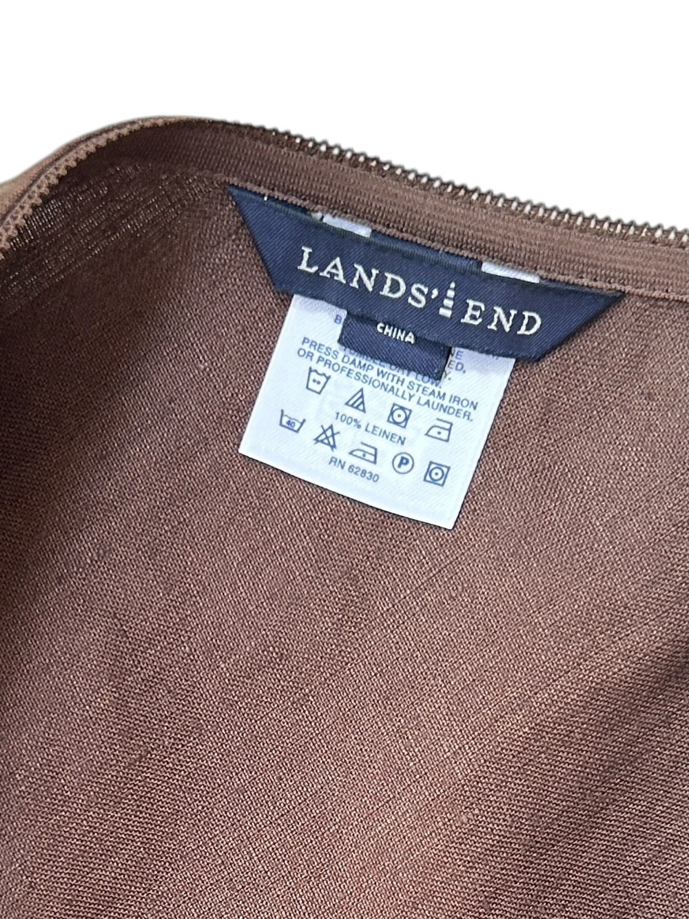 Lands’ End 100% Linen Brown Midi Skirt A-Line Fall Skirt Lagenlook Size 14 - Picture 7 of 9